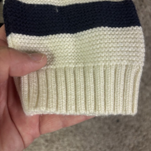 Boden Women's 8 Cotton Wool Blend Sweater Striped Navy Cream Button Detail - Picture 3 of 7